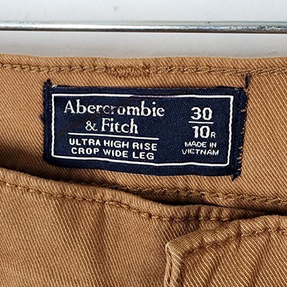 NWT Abercrombie & Fitch Khaki Ultra High Rise Cropped Wide Leg Pants Size 30 - Picture 5 of 8
